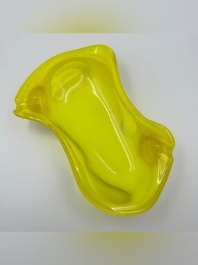 Sasaki Yellow Art Glass Abstract Shape Ashtray